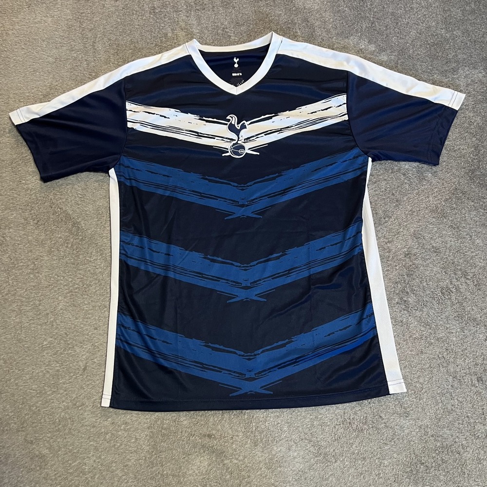 Tottenham Hotspur T-Shirt Mens Large Blue & White Cool Graphics Official Merch